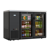 47 in. Commercial Two Glass Door Back Bar Cooler Refrigerator with Side Condenser and Compressor, LED Lighting, 11 Cu. Ft Capacity in Black (KM-BC-2GD-SCBK)
